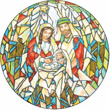 Peinture de nativité en verre souillé photo en relief