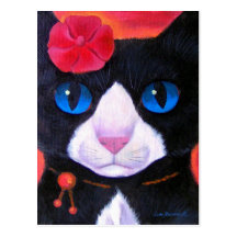 Peinture de papillon de chat de smoking - multi cartes postales