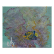 Peinture de poissons d'ange dessus photos sur toile