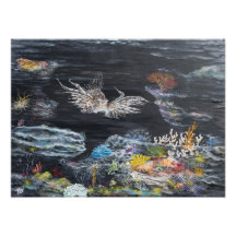 Peinture de poissons de lion dessus photos sur toile