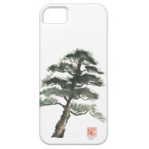 Peinture de Sumi-e d'un sapin de montagne Coques iPhone 5