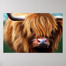 Peinture des montagnes de vache poster