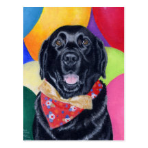Peinture heureuse noire de Labrador Birthay Carte Postale