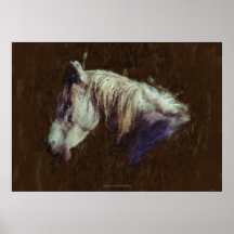 Peinture impressionniste de portrait de cheval bla posters