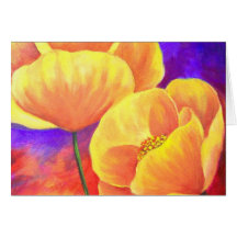 Peinture jaune de fleur de pavot - multi carte de vœux