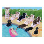 Peinture latérale de Labradors de partie de piscin Carte Postale