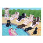 Peinture latérale de Labradors de partie de piscin Invitation Personnalisable