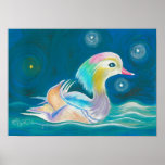 Peinture mignonne de canard de mandarine d'imagina posters