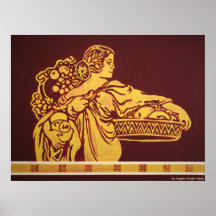 Peinture murale de la femme romaine affiche