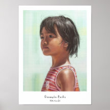 Peinture numérique de portrait de petite fille asi affiche