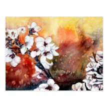 peinture orientale asiatique d'art de fleur abstra carte postale