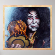 Peinture orientale japonaise de portrait de batteu affiches