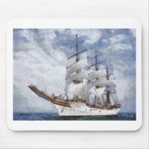 peinture originale de bateau à voile tapis de souris