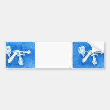 Peinture pour aquarelle bleue de trompettiste adhésif pour voiture