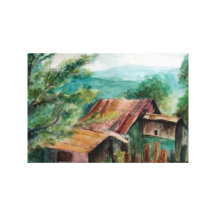 Peinture pour aquarelle originale de la maison de  toile tendue sur châssis