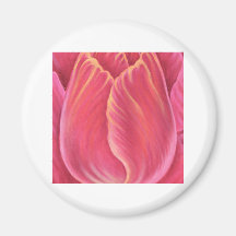 Peinture rose de nature de fleur de tulipe - multi aimants pour réfrigérateur