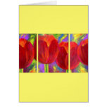 Peinture rouge d'art de fleurs de tulipes - multi carte de vœux