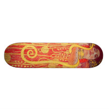 Peinture rouge de serpent d'or de femme de Gustav  Skateboards Cutomisables