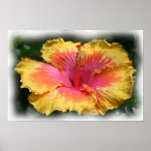 Peinture rouge jaune de photo d'art de fleur de ke posters