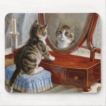 Peinture vintage de chat mignon de Kitty par Frank Tapis De Souris