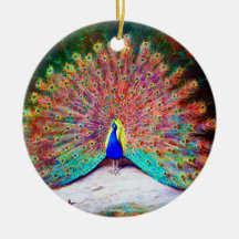 Peinture vintage de paon décoration pour sapin de noël