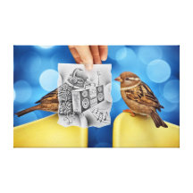 Pencil Vs Camera - Electro Bird Gallery Wrapped Canvas