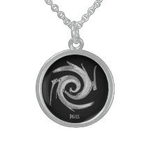 Pendentif abstrait de zodiaque de Poissons d'argen