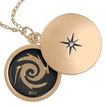 Pendentif abstrait de zodiaque de Poissons d'or