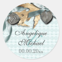 Pendentif bleu de pays de dentelle de champagne autocollants