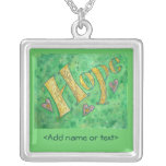 Pendentif de collier d'argent de peinture de mot d