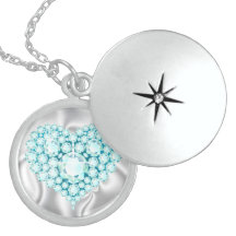 Pendentif orné de bijoux bleu vert d'argent sterli