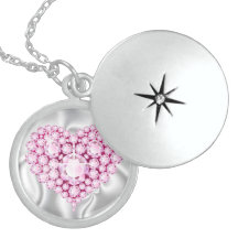 Pendentif orné de bijoux rose d'argent sterling de