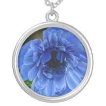Pendentif rond d'anémone bleue