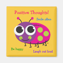 Pensées positives - aimant mignon de coccinelle