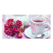 Pensez le thé rose modèle pour photocarte