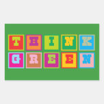 Pensez les blocs multicolores verts autocollant en rectangle
