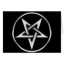 Pentagone étoilé inversé par argent carte de vœux