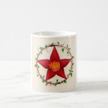 Pentagone étoilé rouge de fleur mugs à café