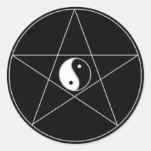 Pentagone étoilé Yin Yang Autocollant Rond