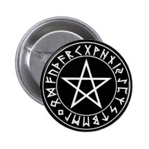 pentagramme de Rune de bouton sur le noir Badge Avec Épingle