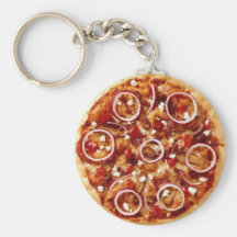 Pepperoni de pizza avec Onionrings Keychain Porte-clés