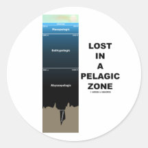 Perdu dans une zone pélagique (océan de science de adhésif rond