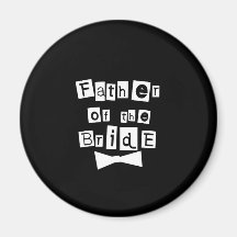 Père de blanc de jeune mariée sur le noir magnets