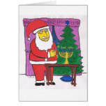 Père Noël allumant un Menorah Cartes De Vœux