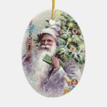 Père Noël antique dans le manteau pourpre avec l'a Ornements De Noël
