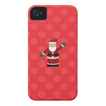 Père Noël avec le motif rouge de flocons de neige Coque iPhone 4 Case-Mate