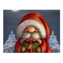 Père Noël avec un cadeau Cartes Postales