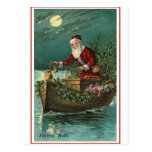 Père Noël dans son bateau Cartes Postales