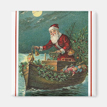 Père Noël dans son bateau Aimants Pour Réfrigérateur