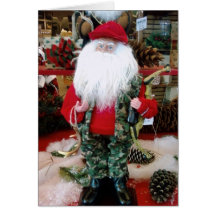 "PÈRE NOËL DE CHASSE HEUREUX " CARTES DE VŒUX